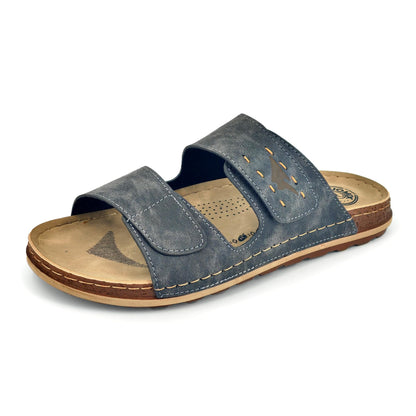 JOMIX Pantoletten Herren Türkische Hausschuhe Clogs Sommer Leder Sandalen mit Klettverschluss Bequeme Pantoffeln Outdoor Slippers