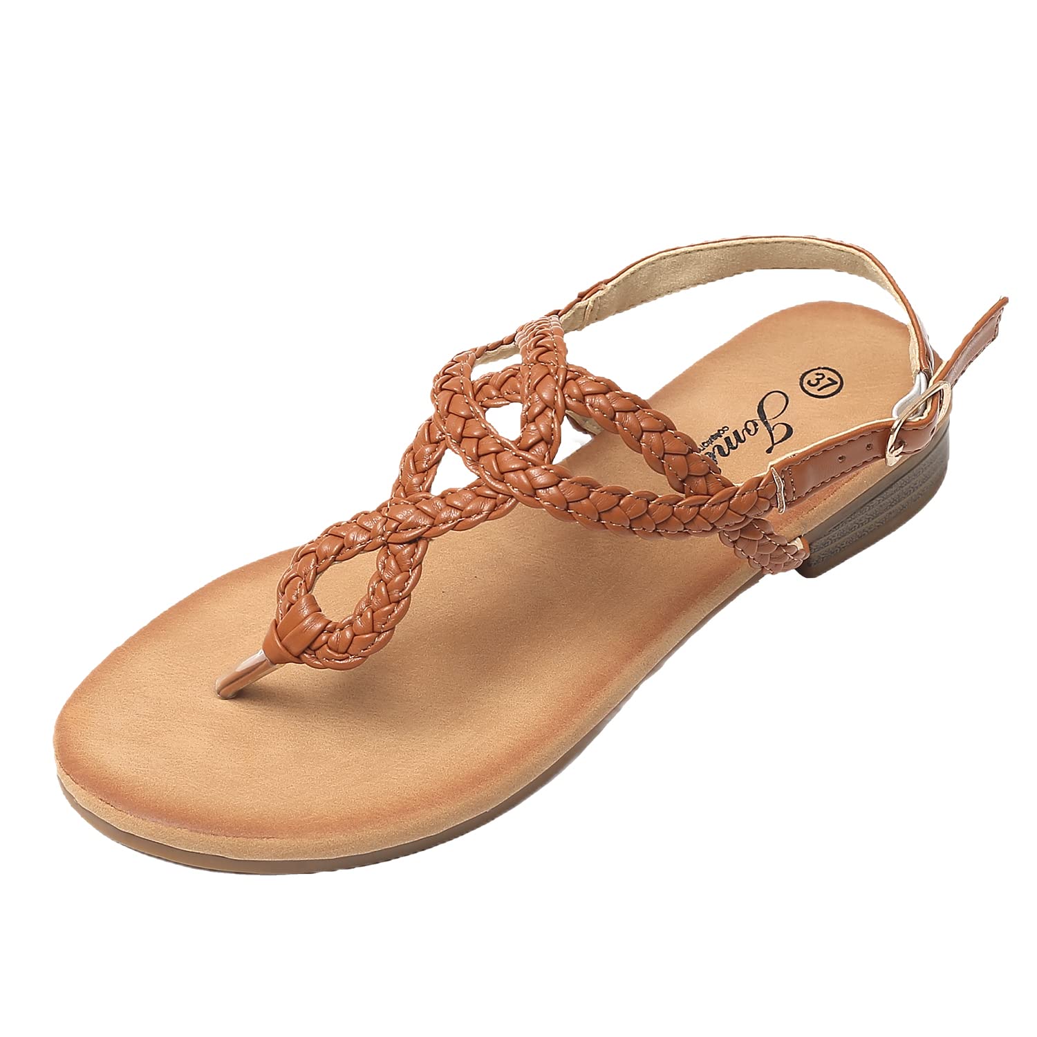 JOMIX Sandalen Damen Sommer Flache Zehentrenner Freizeit Bohemia Flip Flops Elegant Bequeme Strandschuhe mit Riemchen