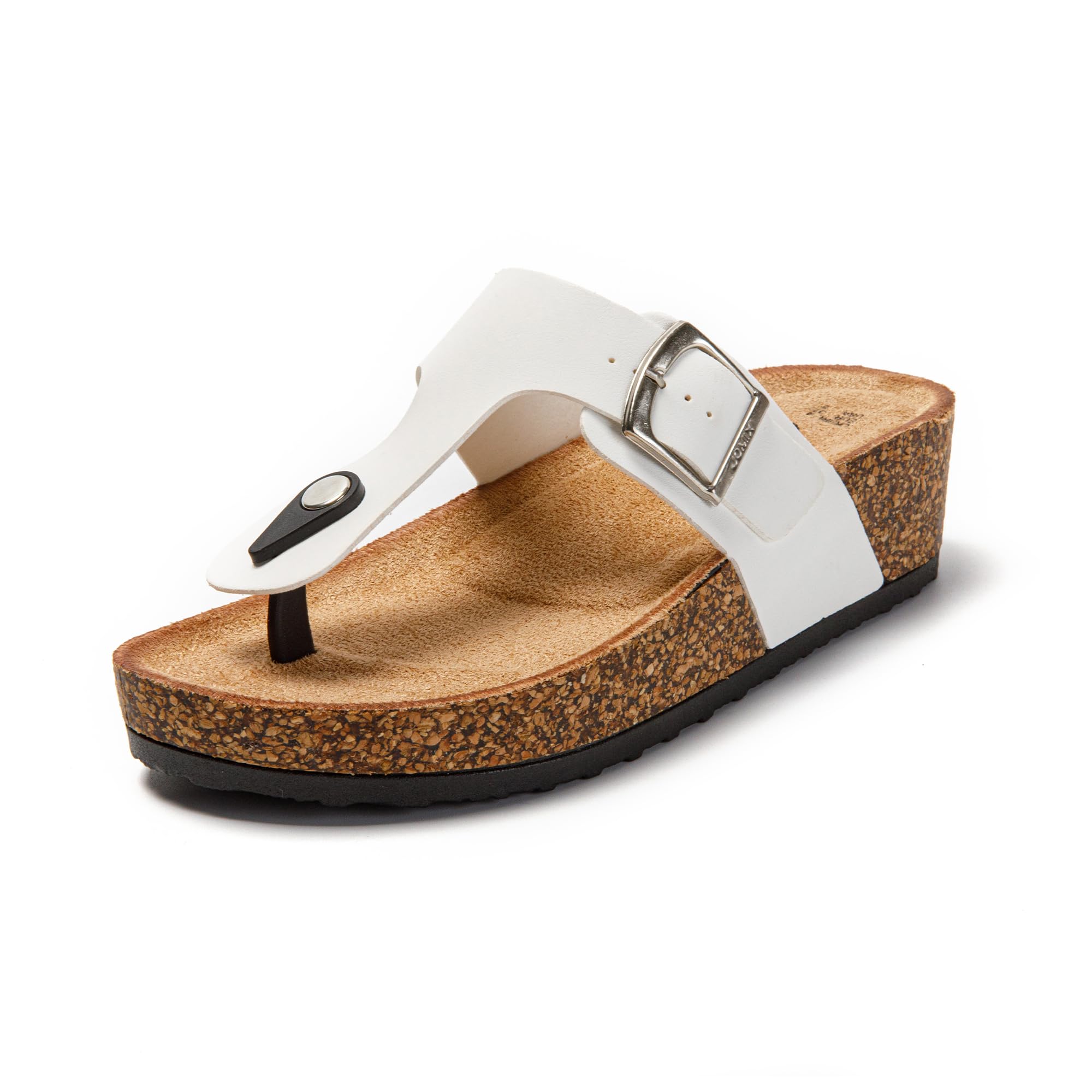 JOMIX Sandalen Damen Sommer Flip Flops Damen Elegant Keilabsatz Sandaletten Zehentrenner Kuntleder Weiche Kork Fußbett