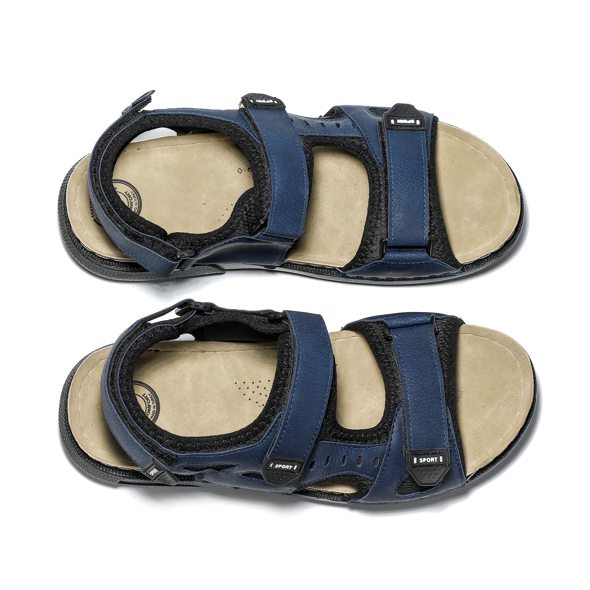 JOMIX Sandalen Herren mit Klettverschluss Türkei Pantoletten Sommerschuhe Flach Pantoffeln Rutschfest Schlappen