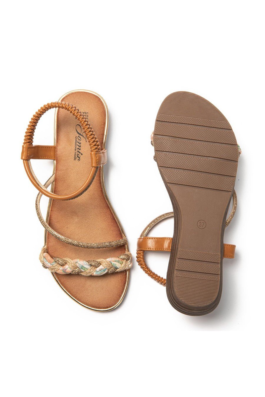 JOMIX Sandali Donna Estive Eleganti Sandali Bassi Comodi con Strass SD9433 SD9434
