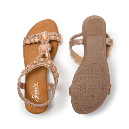JOMIX Sandali Donna Estive Tacco Zeppa Eleganti Comodi Decorato con Strass SD9353