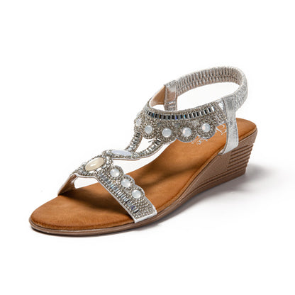 JOMIX Sandali Donna Estive Tacco Zeppa Eleganti Comodi Decorato con Strass SD9353