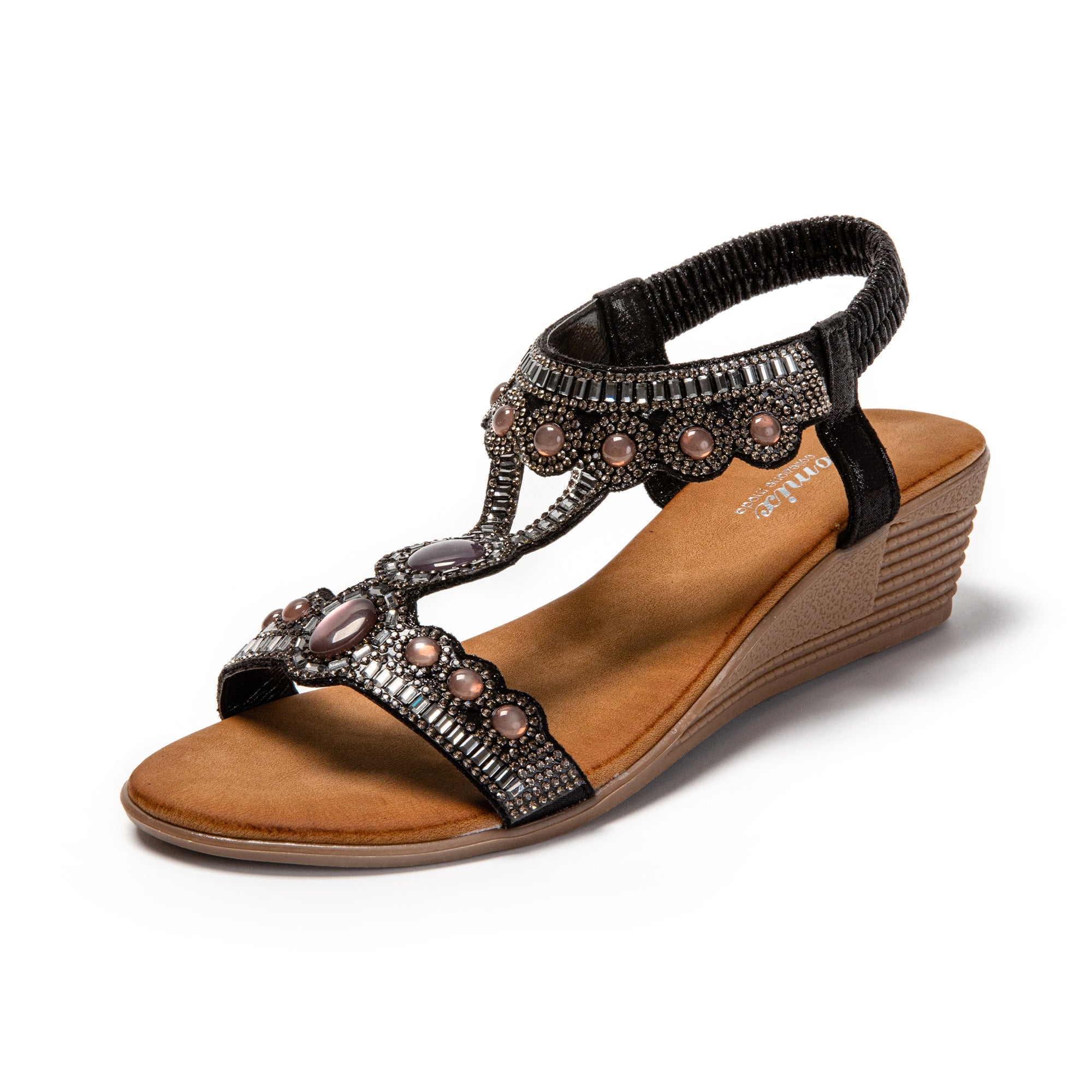 JOMIX Sandali Donna Estive Tacco Zeppa Eleganti Comodi Decorato con Strass SD9353