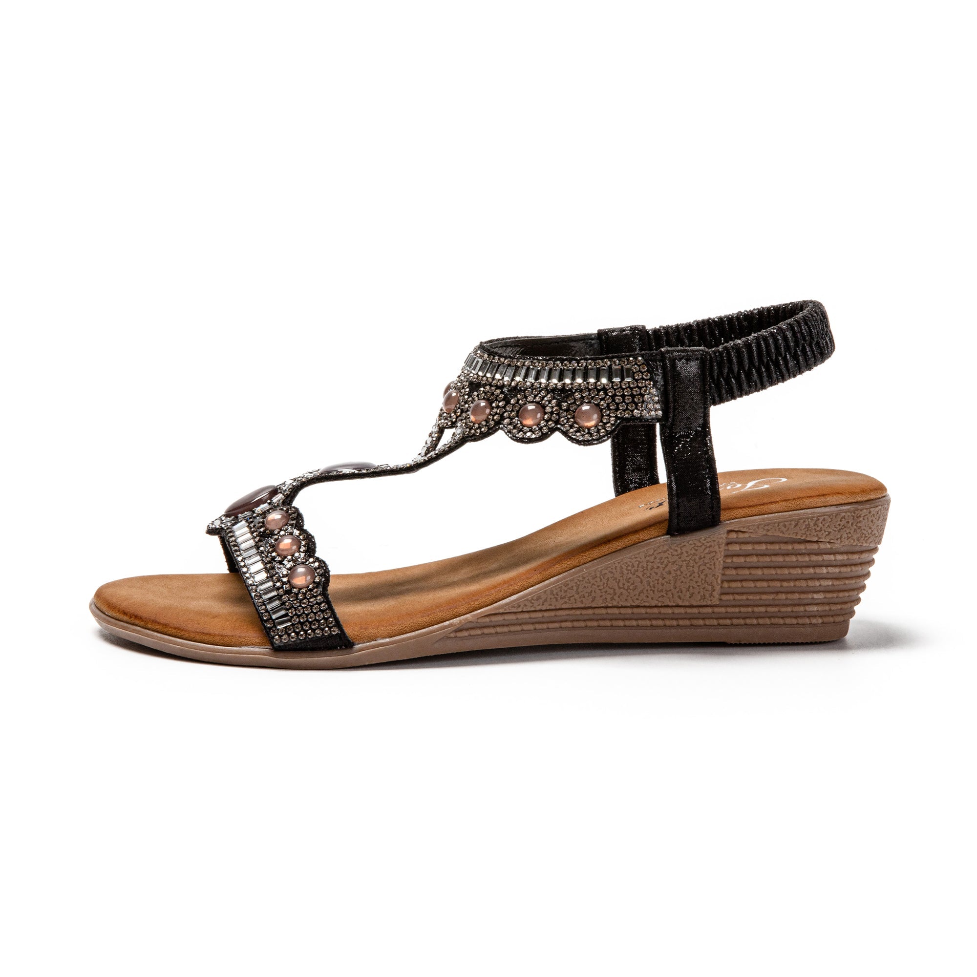 JOMIX Sandali Donna Estive Tacco Zeppa Eleganti Comodi Decorato con Strass SD9353