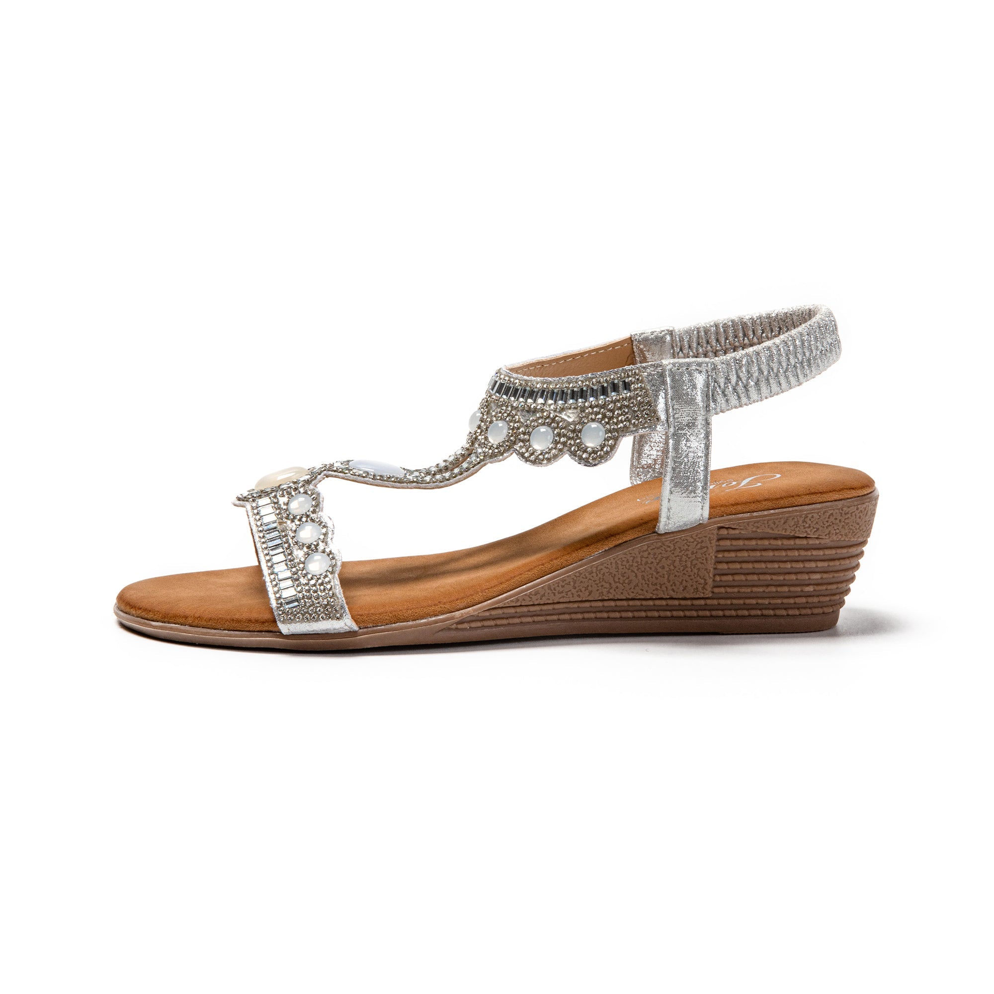 JOMIX Sandali Donna Estive Tacco Zeppa Eleganti Comodi Decorato con Strass SD9353