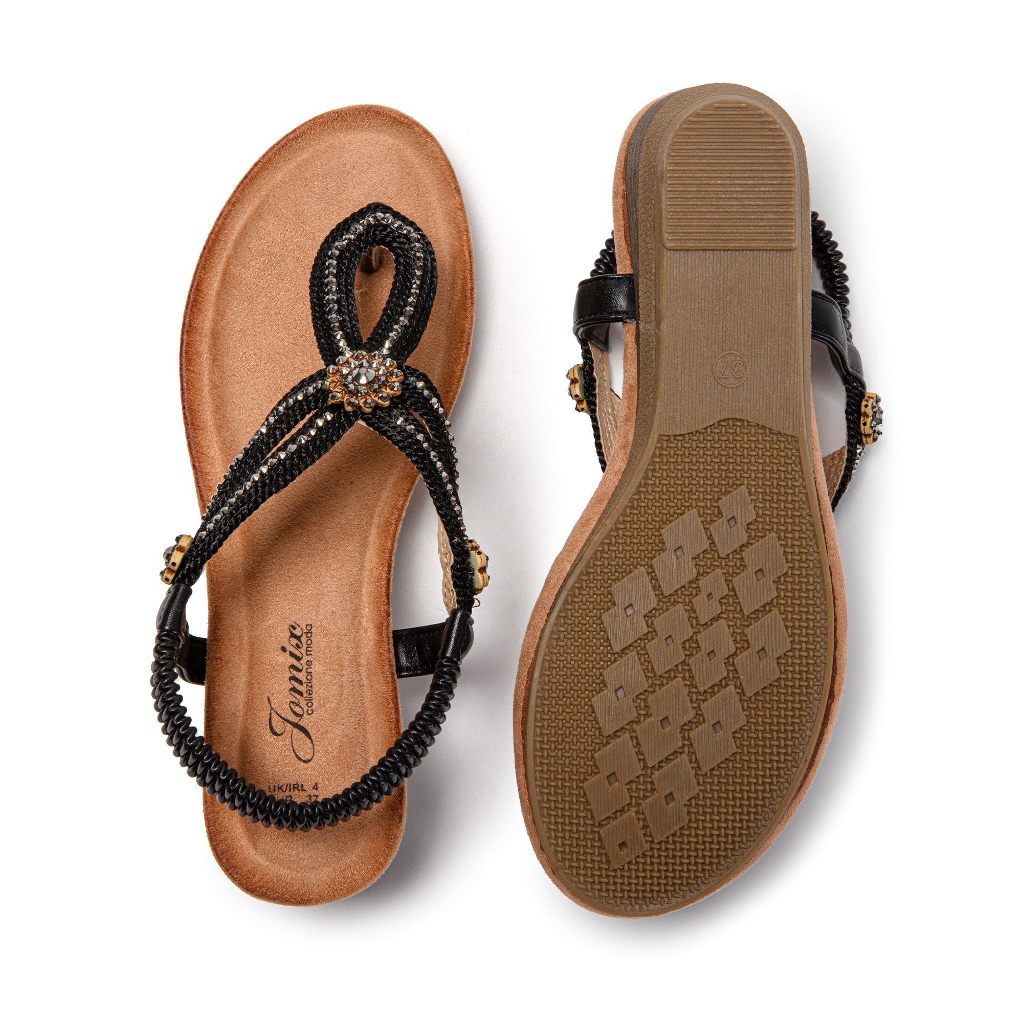 JOMIX Sandali Infradito Donna Estivi Bassi Comodi Eleganti con Strass SD9358