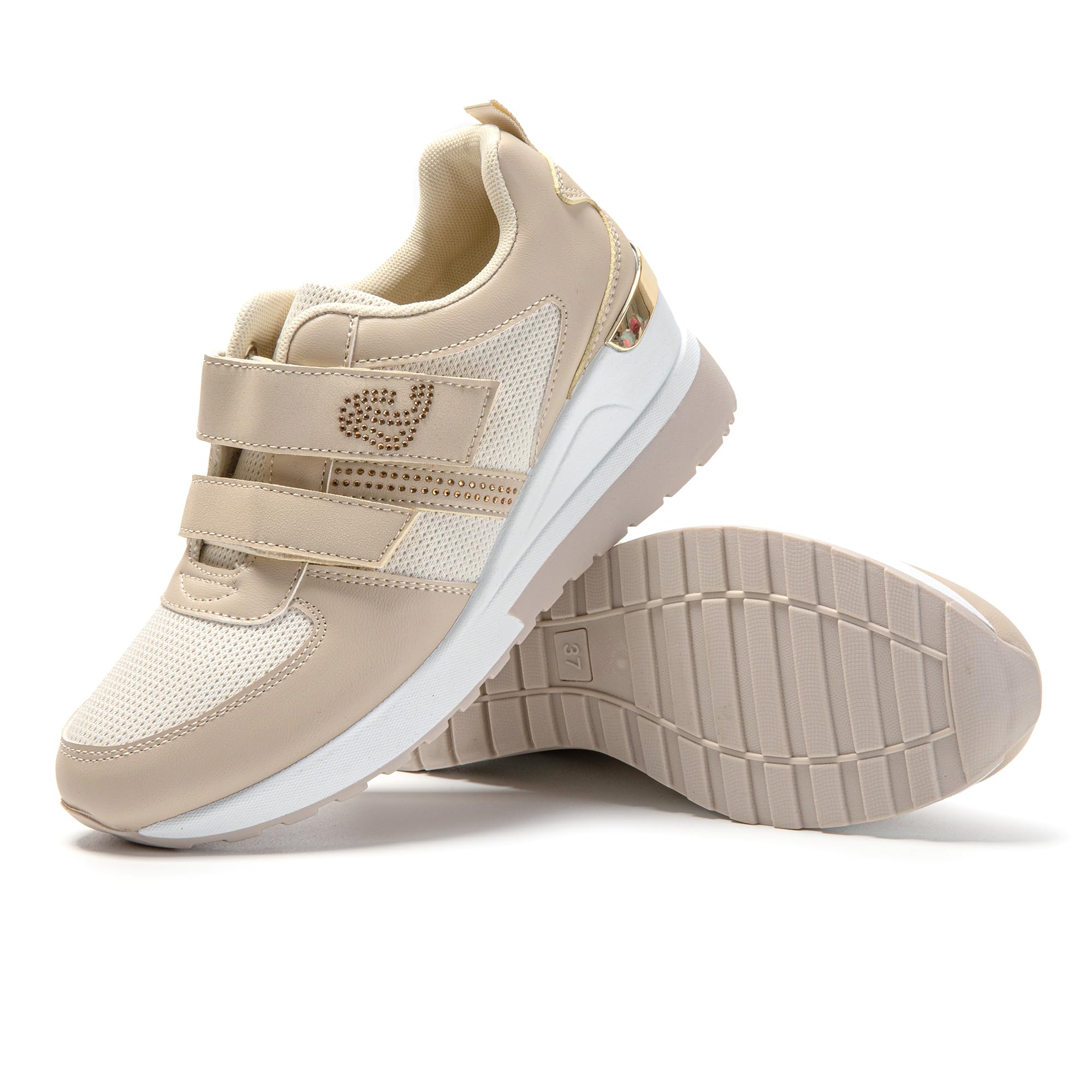JOMIX Scarpe Donna a Strappo Casual Sneakers Zeppa Camminata