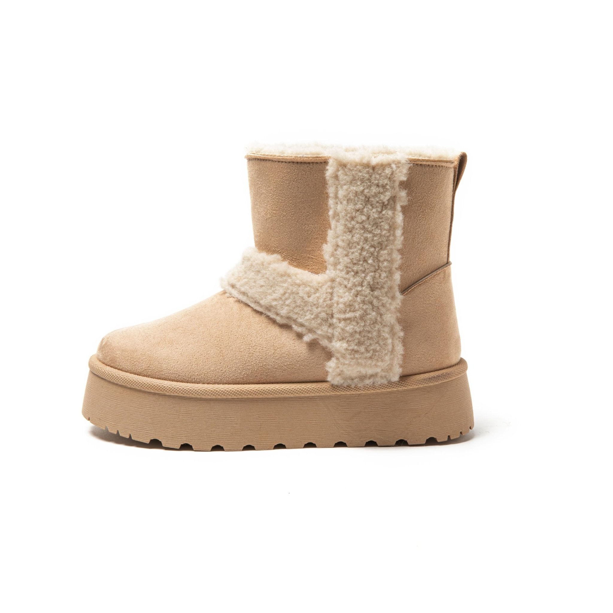 JOMIX Schneestiefel Damen Klassische Kunstwildleder Stiefel Gefüttert Lammfell Slip On Stiefeletten