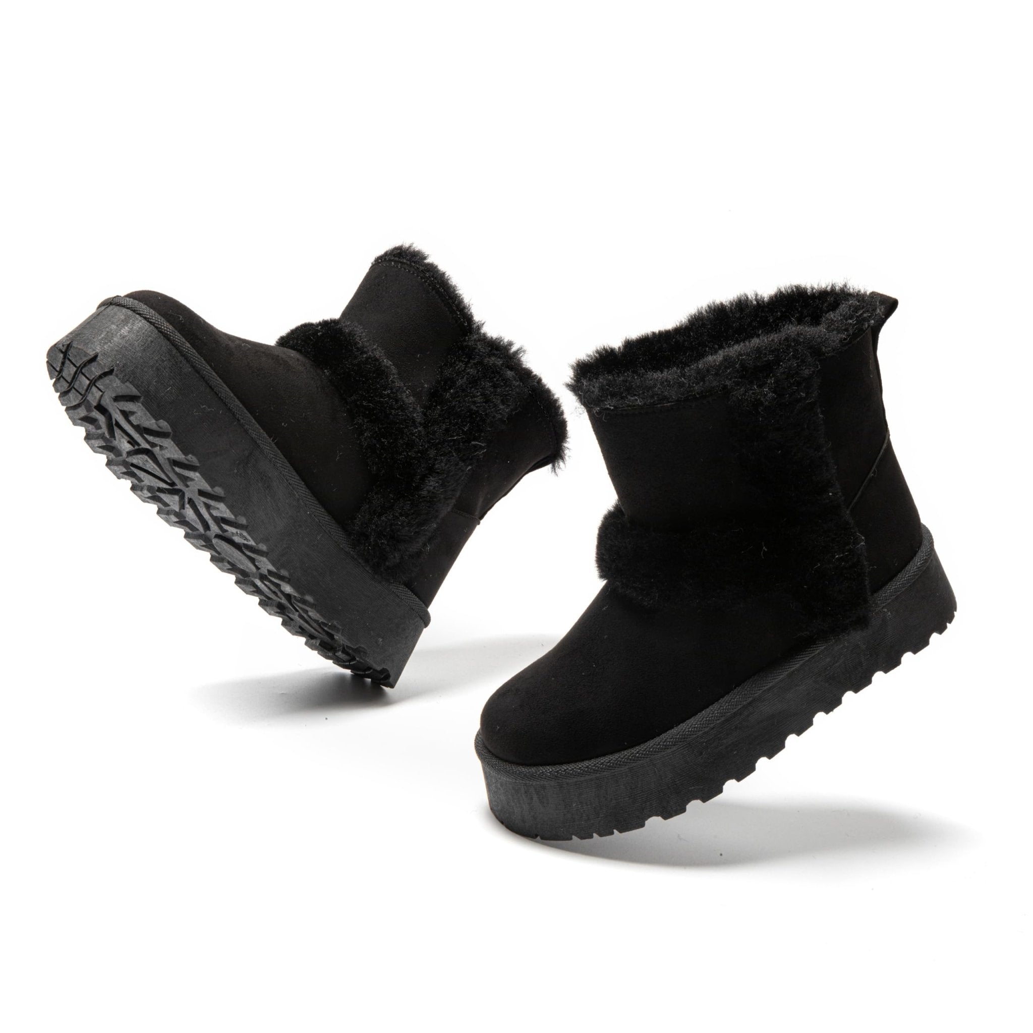 JOMIX Schneestiefel Damen Klassische Kunstwildleder Stiefel Gefüttert Lammfell Slip On Stiefeletten