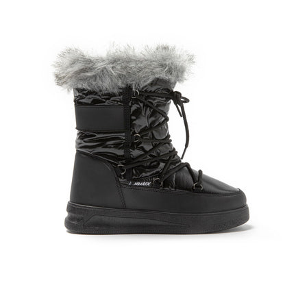 JOMIX Schneestiefel Damen Klassische Wasserdicht Stiefel Gefüttert Lammfell Schnürhalbschuhe Stiefeletten