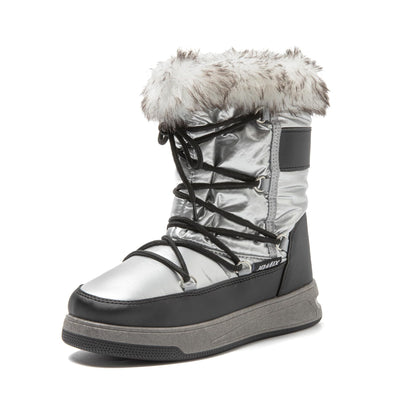 JOMIX Schneestiefel Damen Klassische Wasserdicht Stiefel Gefüttert Lammfell Schnürhalbschuhe Stiefeletten