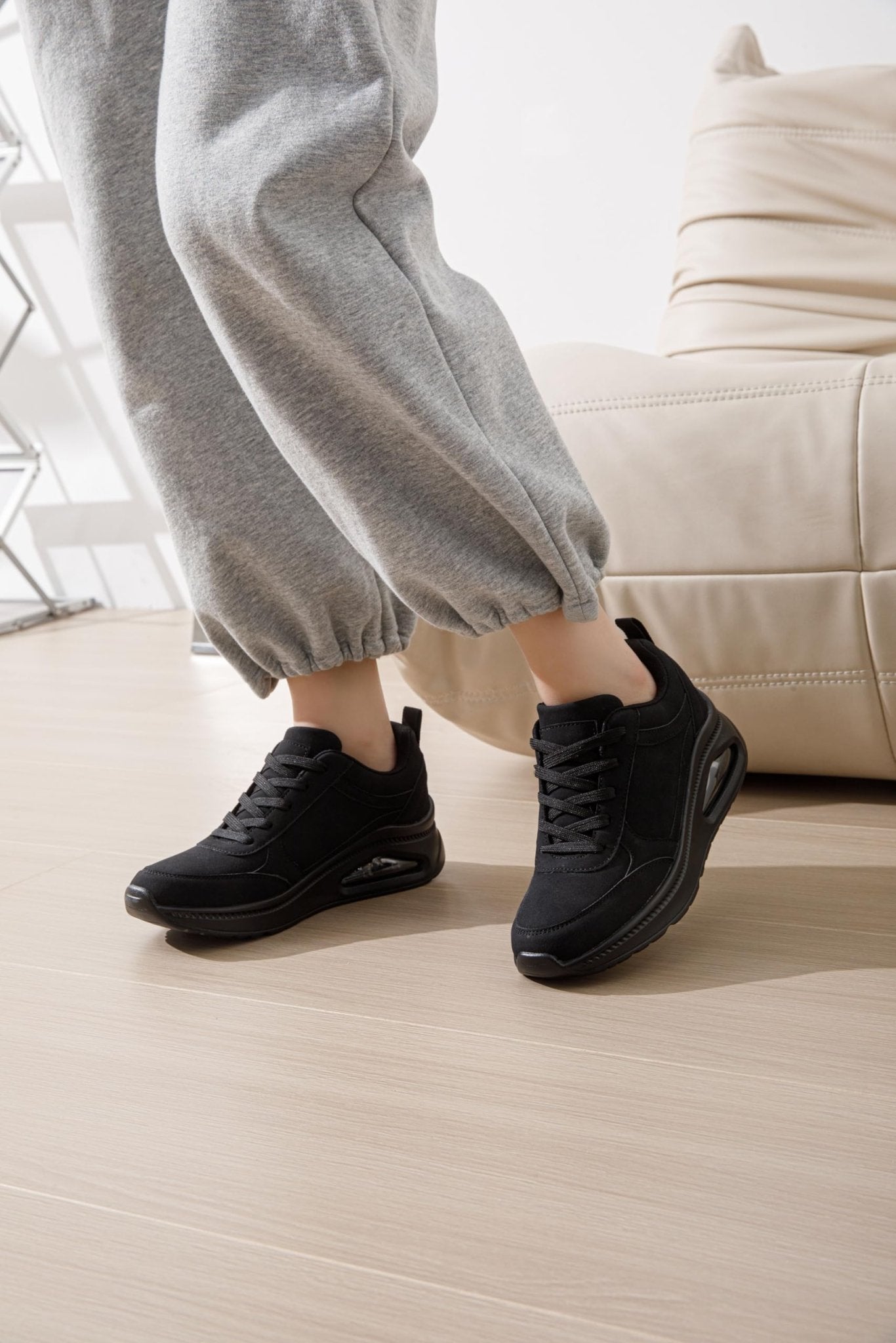 JOMIX Sneaker Damen Turnschuhe mit Luftpolster Leder Sportschuhe Laufschuhe Rutschfeste Joggingschuhe Gym Fitness