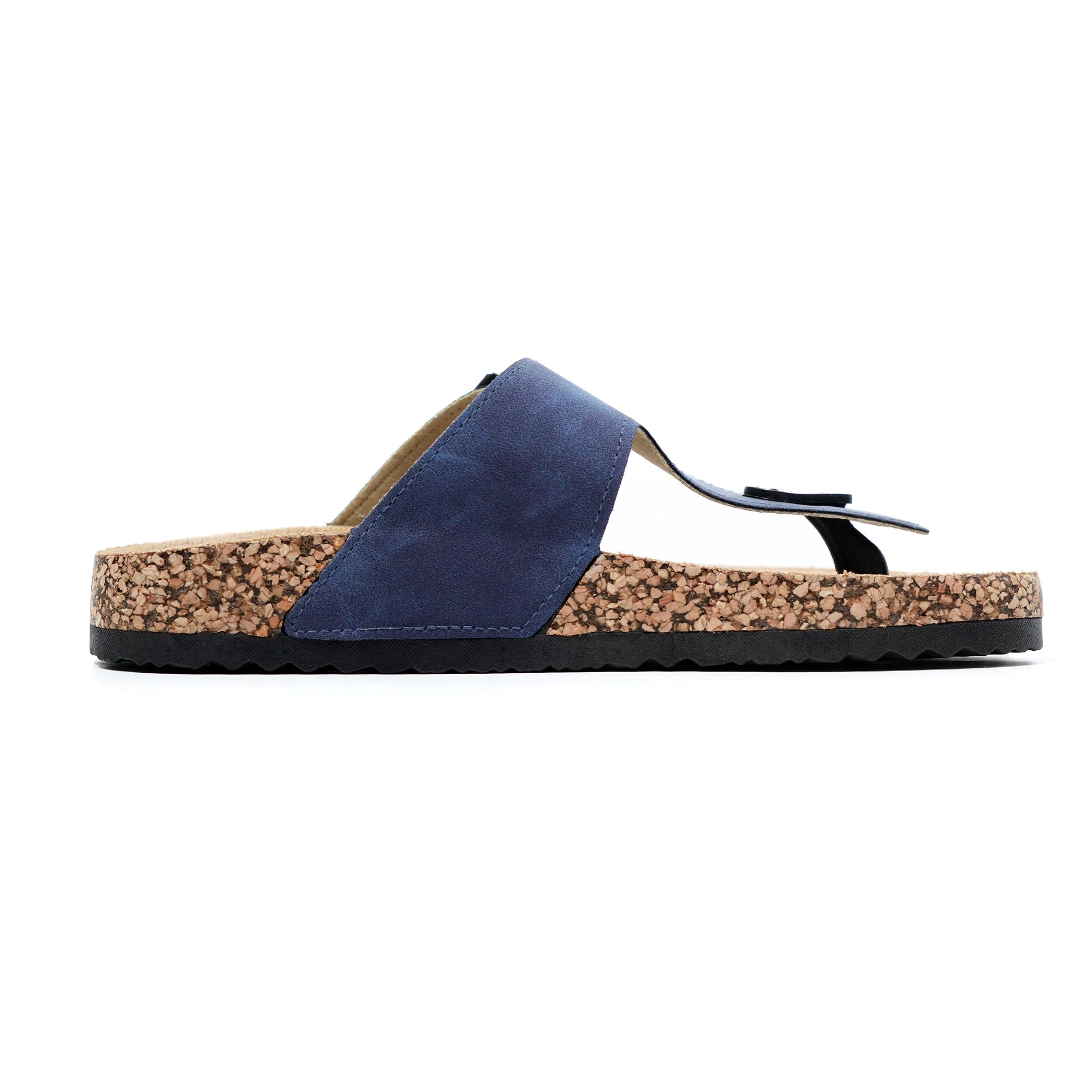 JOMIX Sommer Sandalen Damen Leder Zehentrenner Flip Flops Elegant Flache Strandschuhe Weiche Kork Fußbett