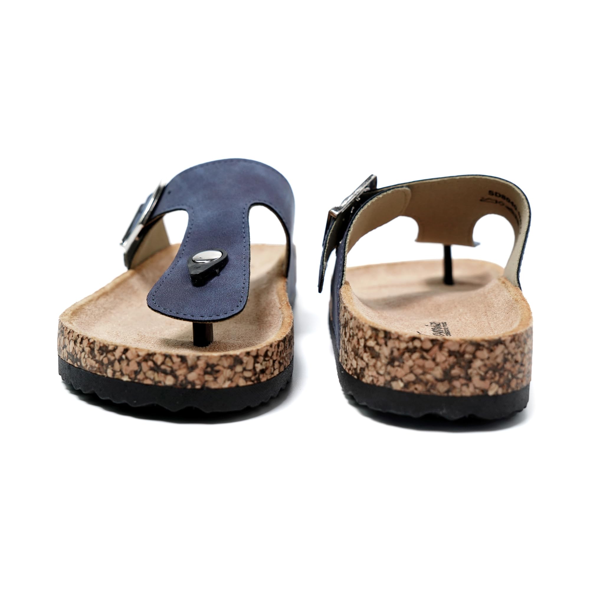 JOMIX Sommer Sandalen Damen Leder Zehentrenner Flip Flops Elegant Flache Strandschuhe Weiche Kork Fußbett