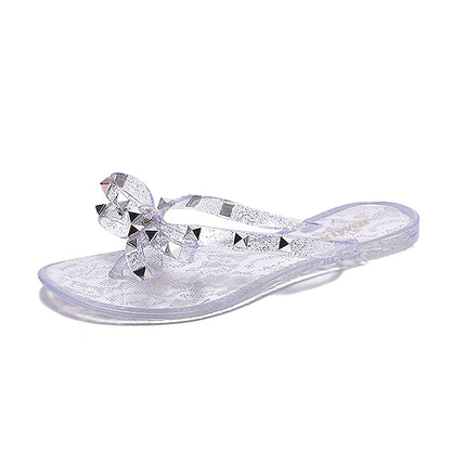 JOMIX Sommer Sandalen Keilabsatz Flip Flops Damen Elegant Zehentrenner Damen Glitzer Strasssteine Sandaletten Weiche Fußbett Pool Meer Strand Outdoor