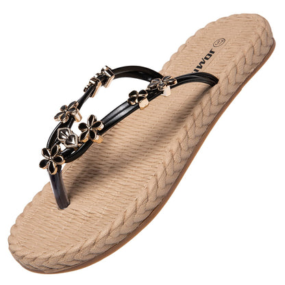 JOMIX Sommer Sandalen Keilabsatz Flip Flops Damen Elegant Zehentrenner Damen Glitzer Strasssteine Sandaletten Weiche Fußbett Pool Meer Strand Outdoor