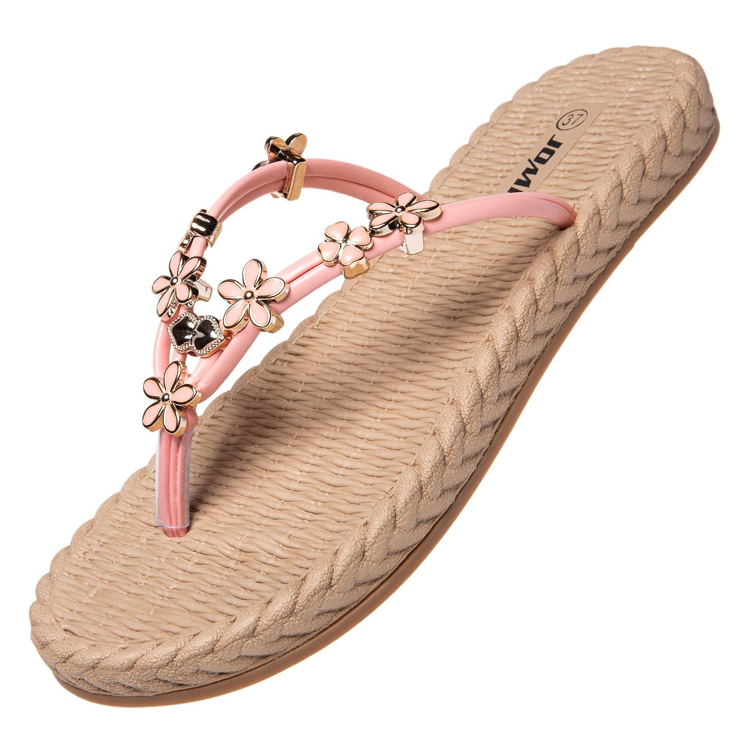 JOMIX Sommer Sandalen Keilabsatz Flip Flops Damen Elegant Zehentrenner Damen Glitzer Strasssteine Sandaletten Weiche Fußbett Pool Meer Strand Outdoor