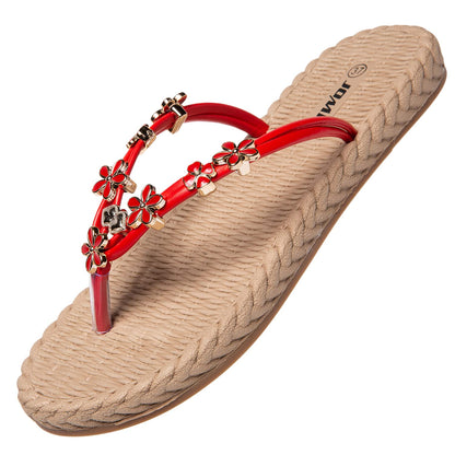 JOMIX Sommer Sandalen Keilabsatz Flip Flops Damen Elegant Zehentrenner Damen Glitzer Strasssteine Sandaletten Weiche Fußbett Pool Meer Strand Outdoor