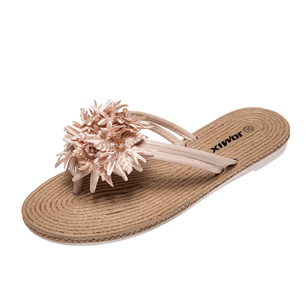JOMIX Sommer Sandalen Keilabsatz Flip Flops Damen Elegant Zehentrenner Damen Glitzer Strasssteine Sandaletten Weiche Fußbett Pool Meer Strand Outdoor