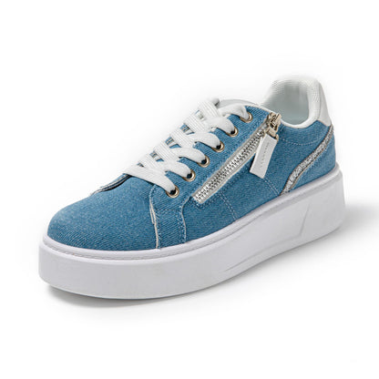 JOMIX Sportschuhe Damen Leicht Leder Platform Sneaker Atmungsaktiv Plateau Laufschuhe Fitness Turnschuhe Wanderschuhe Freizeitschuhe