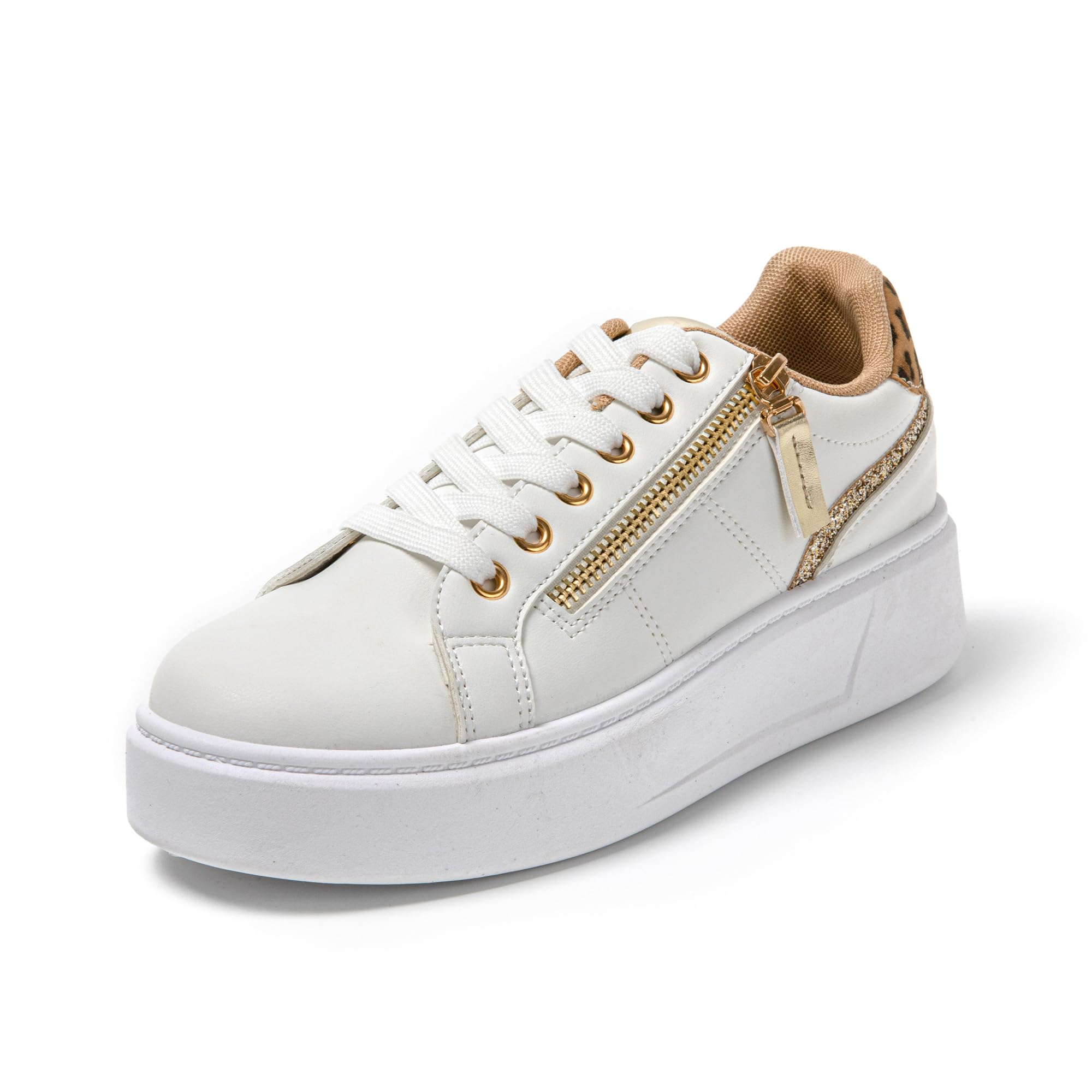 JOMIX Sportschuhe Damen Leicht Leder Platform Sneaker Atmungsaktiv Plateau Laufschuhe Fitness Turnschuhe Wanderschuhe Freizeitschuhe