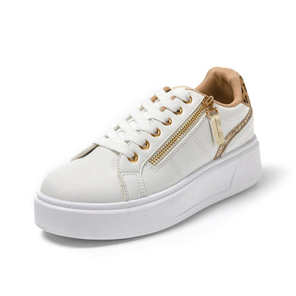 JOMIX Sportschuhe Damen Leicht Leder Platform Sneaker Atmungsaktiv Plateau Laufschuhe Fitness Turnschuhe Wanderschuhe Freizeitschuhe