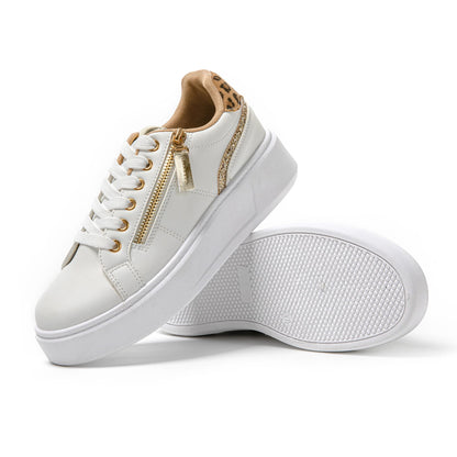 JOMIX Sportschuhe Damen Leicht Leder Platform Sneaker Atmungsaktiv Plateau Laufschuhe Fitness Turnschuhe Wanderschuhe Freizeitschuhe