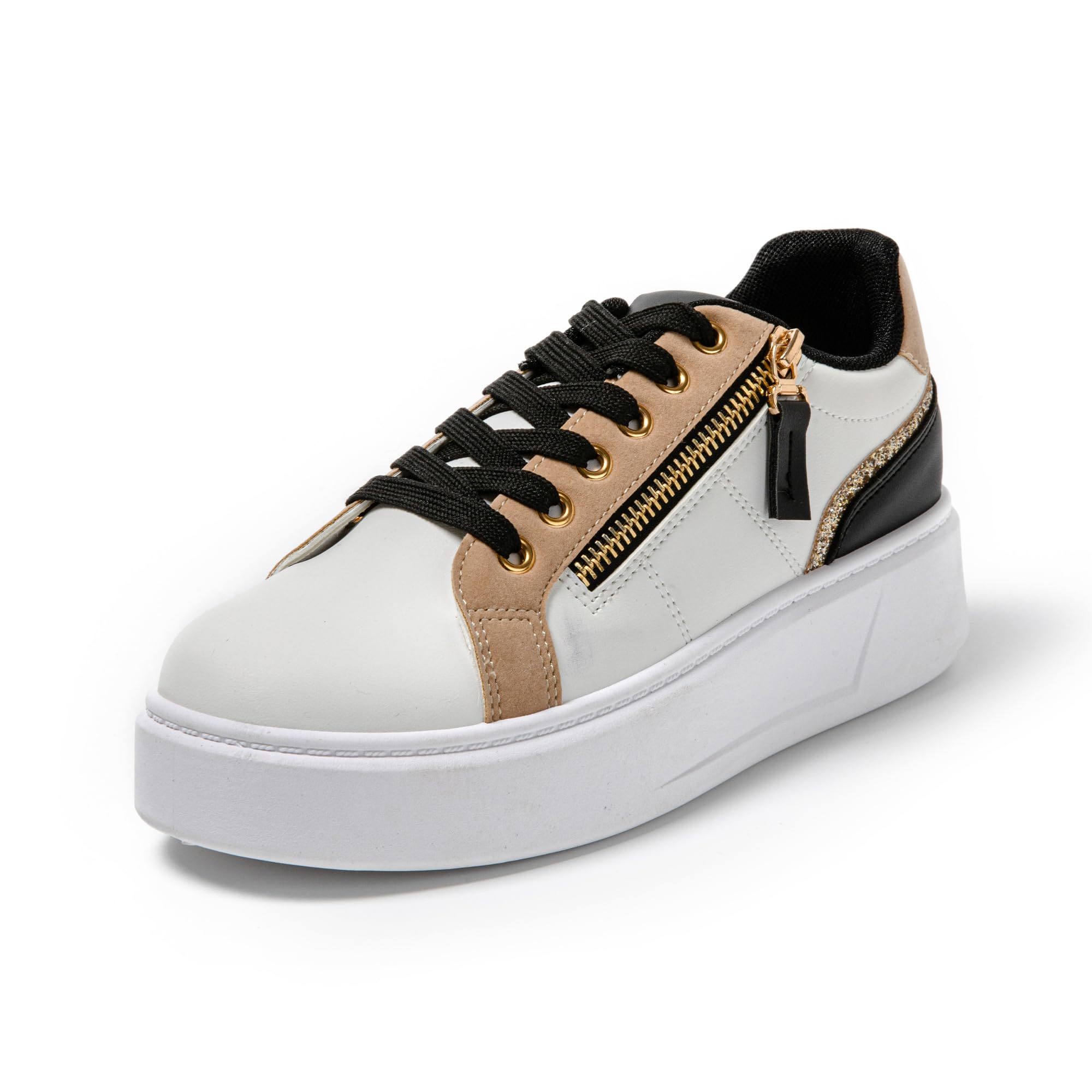 JOMIX Sportschuhe Damen Leicht Leder Platform Sneaker Atmungsaktiv Plateau Laufschuhe Fitness Turnschuhe Wanderschuhe Freizeitschuhe