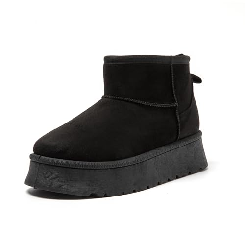 JOMIX Stivali da Donna Invernali Bassi Stivaletti Imbottiti con Pelliccia Sintetica Calda e Comodi MD9767