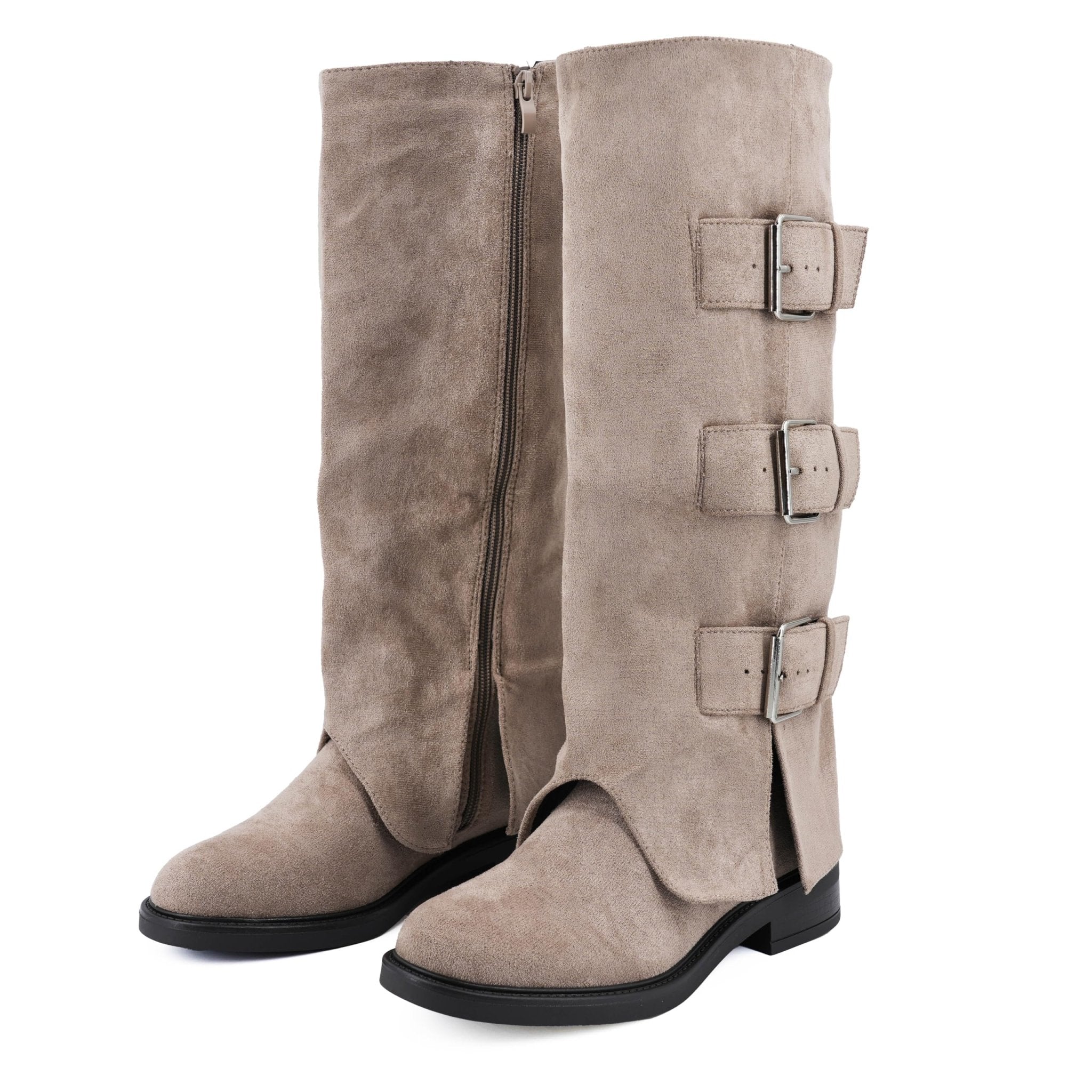 JOMIX Stivali da Donna Invernali in Pelle Scamosciata con Cerniere e Fibbie X24165