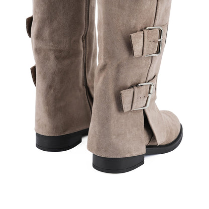 JOMIX Stivali da Donna Invernali in Pelle Scamosciata con Cerniere e Fibbie X24165
