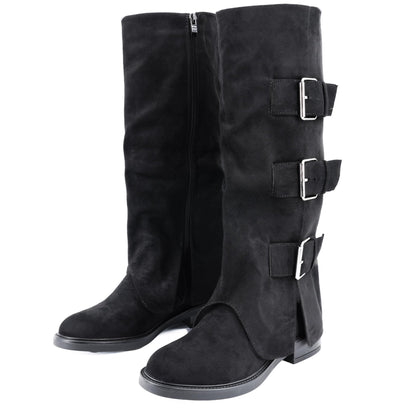 JOMIX Stivali da Donna Invernali in Pelle Scamosciata con Cerniere e Fibbie X24165