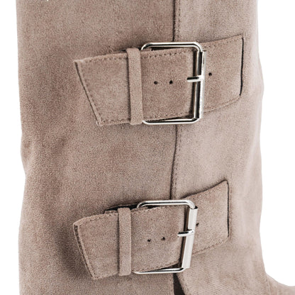 JOMIX Stivali da Donna Invernali in Pelle Scamosciata con Cerniere e Fibbie X24165