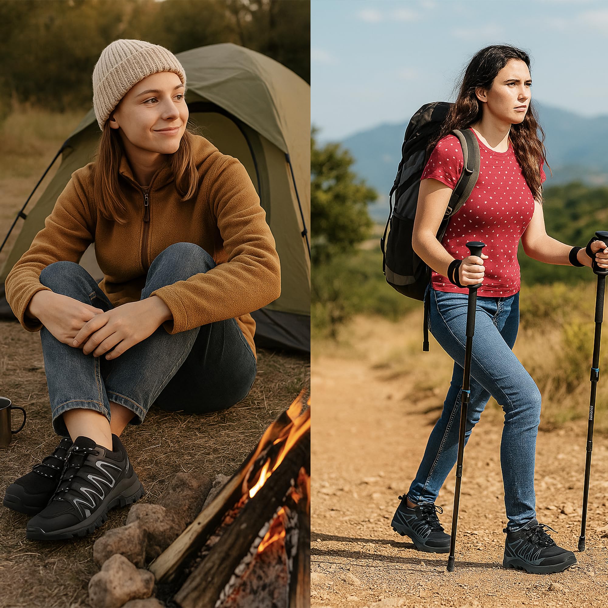 JOMIX Trekkingschuhe Damen Leichte Hiking Schuhe für Wandern Trekking Bergsteigen Atmungsaktiv Rutschfest Komfortabel und Robuste Damen Wanderschuhe