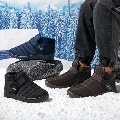 JOMIX Unisex Winter Stiefeletten Warme Gefüttert Winterstiefel Puff Klettverschluss Winterschuhe Herren Antirutsch Sohle Stiefel Outdoor Boots