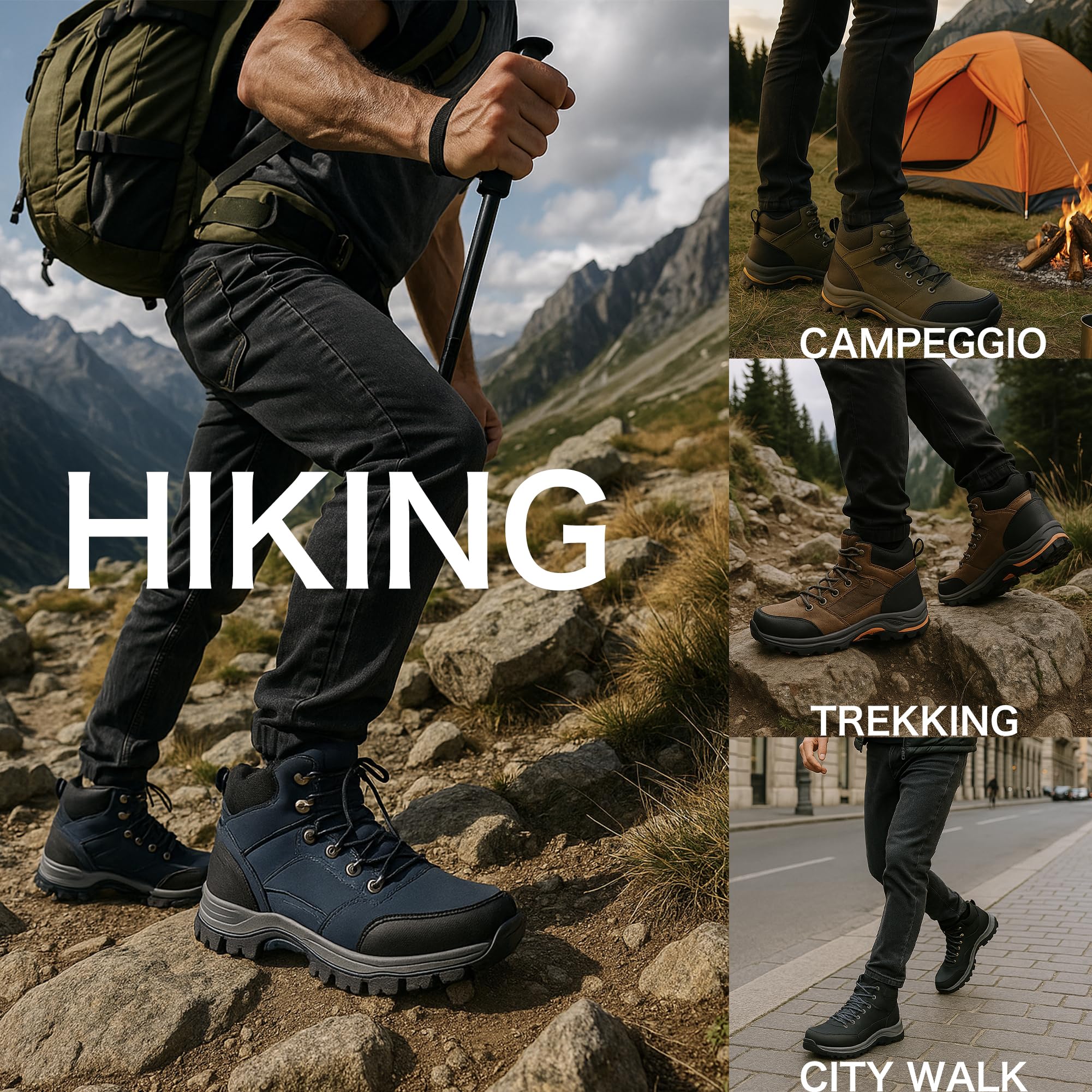 JOMIX Wanderschuhe Herren Trekking Schuhe Outdoor Stiefel Wasserdicht Rutschfest Knöchelhoch Trekkingschuhe Herren Hiking Boots