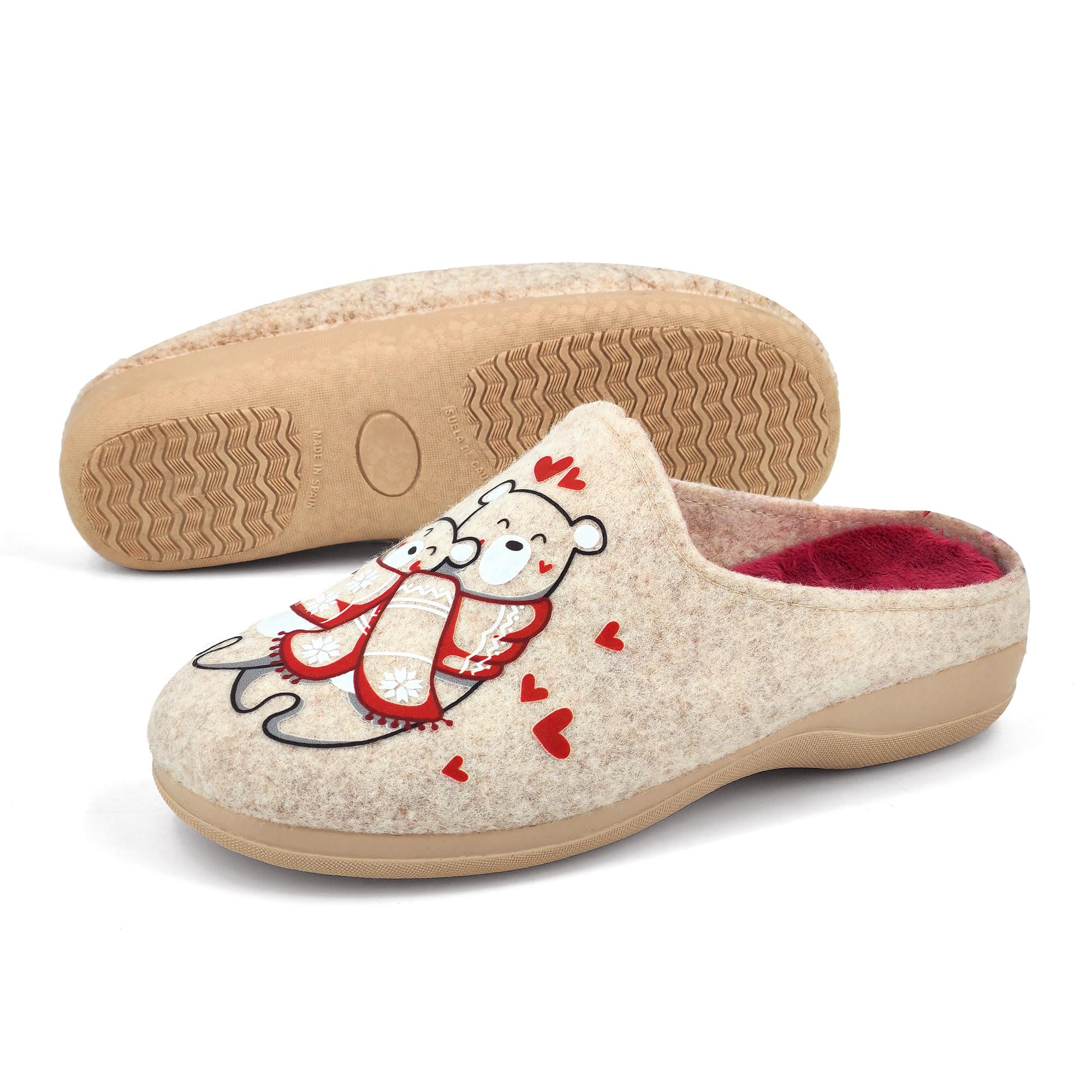 JOMIX Warme Flizpantoffeln Damen Hausschuhe Winter Gefütterte Pantoffeln Plüsch Slippers Rutschfeste Puschen mit Fußbett