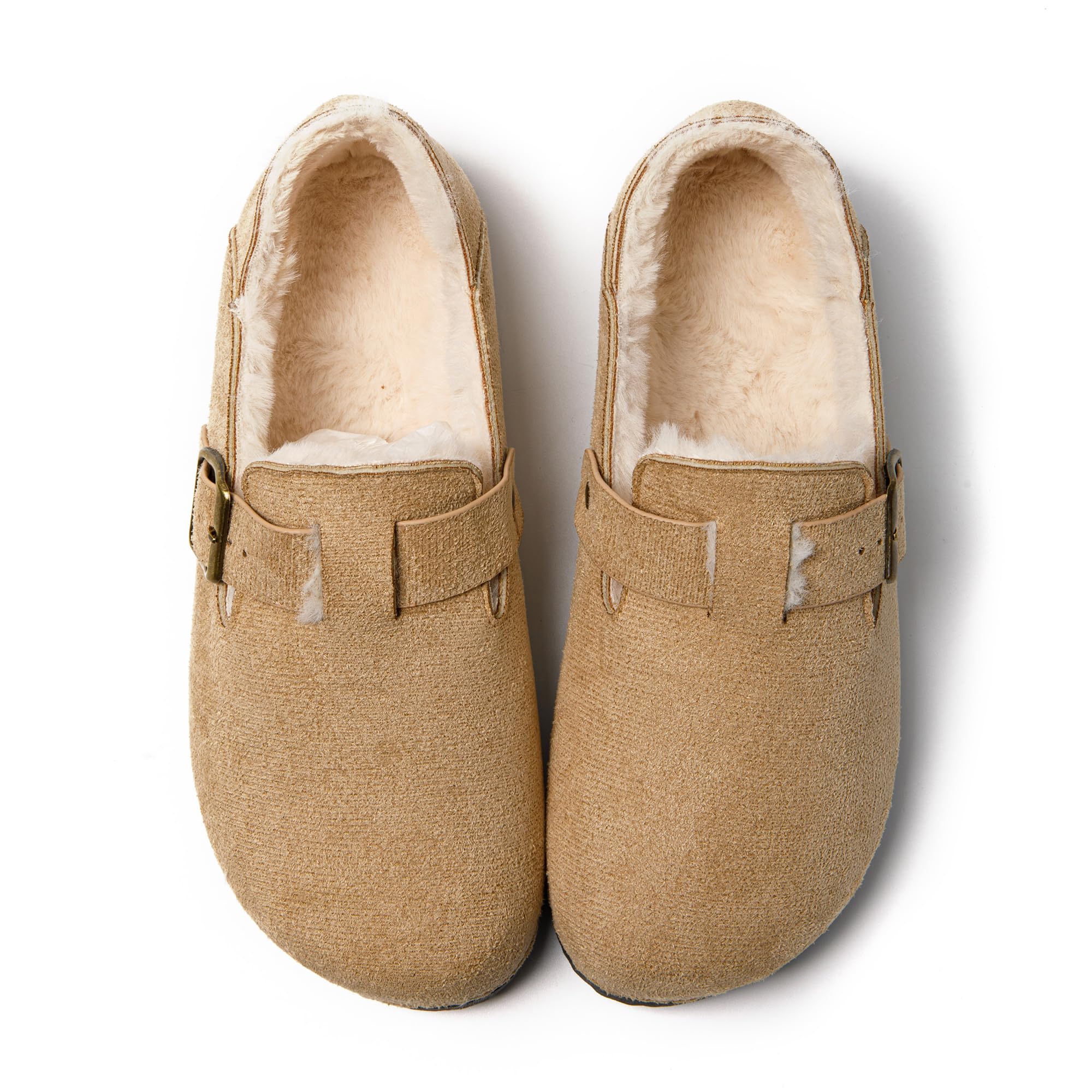 JOMIX Winter Geschlossener Clogs Damen Plüsch Gefüttert Mokassins Warme Hausschuhe Flache Slipper Indoor Outdoor