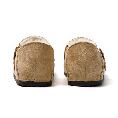 JOMIX Winter Geschlossener Clogs Damen Plüsch Gefüttert Mokassins Warme Hausschuhe Flache Slipper Indoor Outdoor