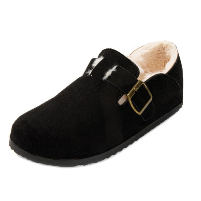 JOMIX Winter Geschlossener Clogs Damen Plüsch Gefüttert Mokassins Warme Hausschuhe Flache Slipper Indoor Outdoor