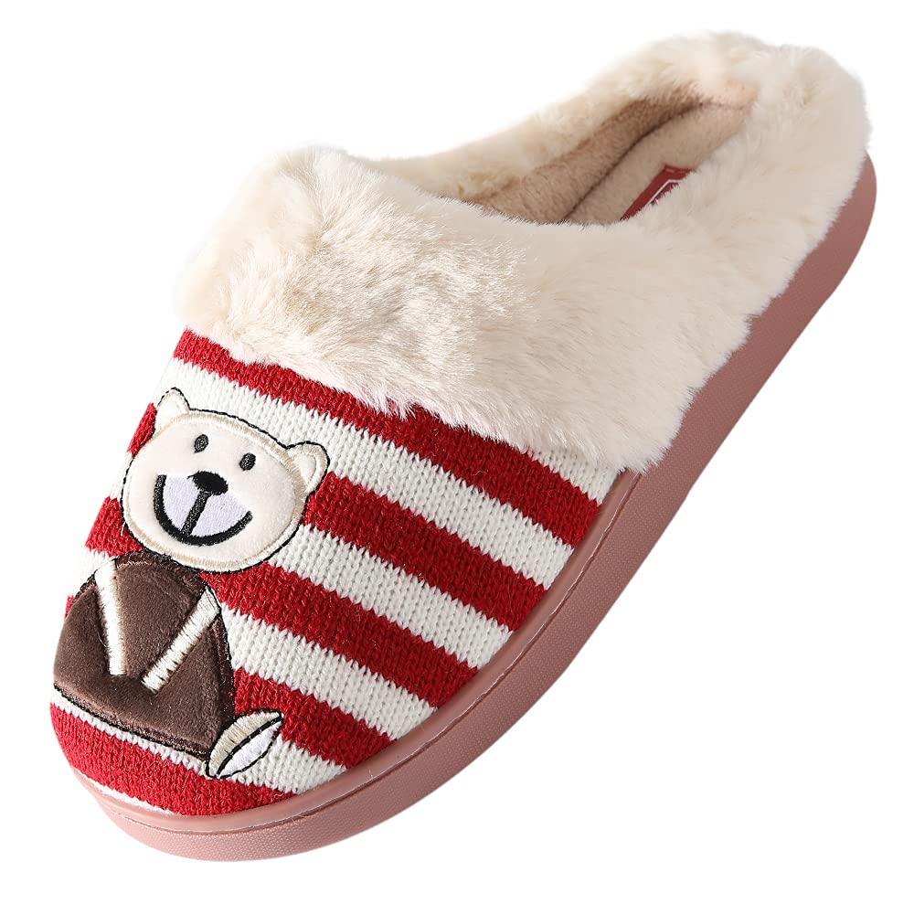 JOMIX Winter Hausschuhe Damen Bären Weiche Pantoffeln Warme Plüsch Gefüttert Puschen Slippers Indoor