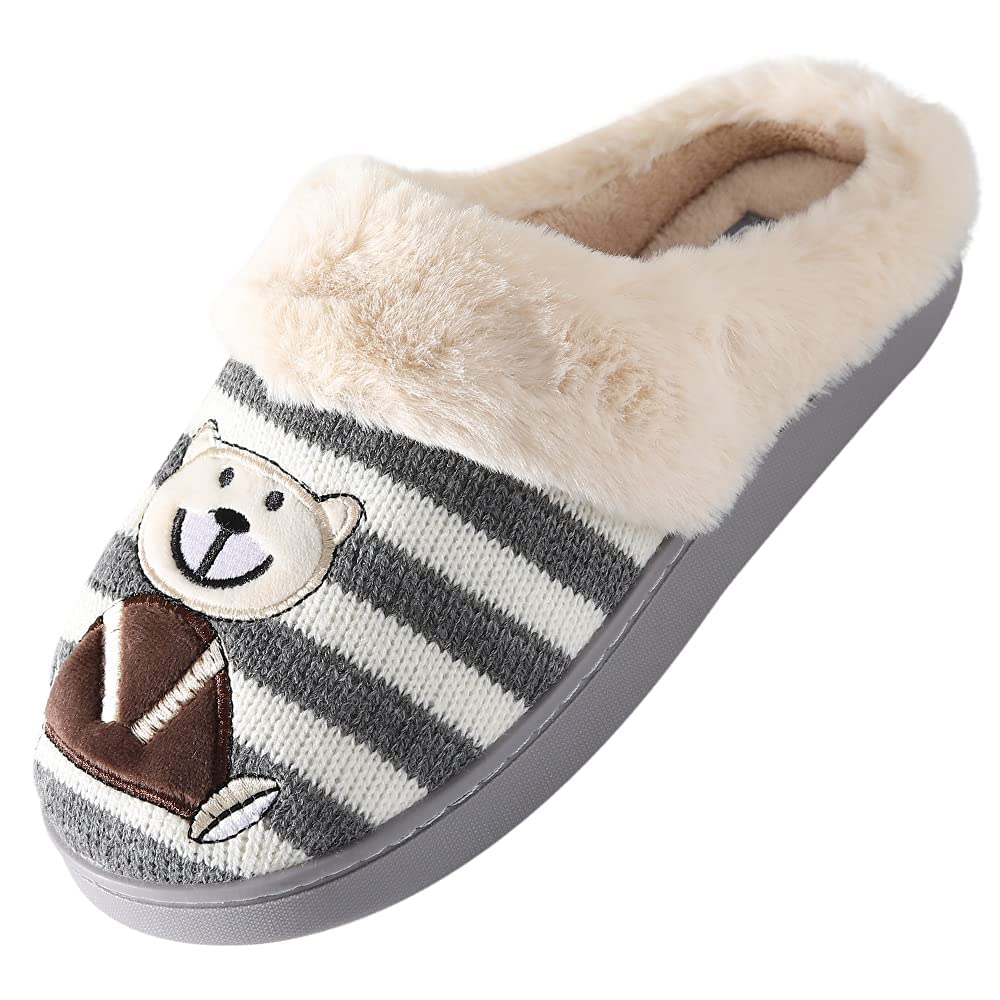 JOMIX Winter Hausschuhe Damen Bären Weiche Pantoffeln Warme Plüsch Gefüttert Puschen Slippers Indoor