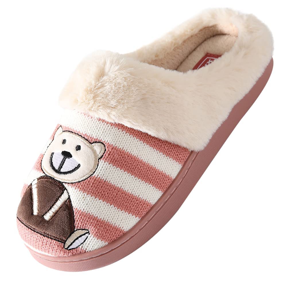 JOMIX Winter Hausschuhe Damen Bären Weiche Pantoffeln Warme Plüsch Gefüttert Puschen Slippers Indoor
