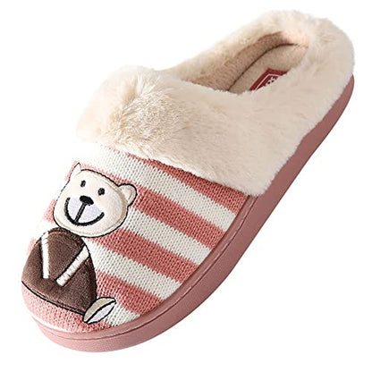JOMIX Winter Hausschuhe Damen Bären Weiche Pantoffeln Warme Plüsch Gefüttert Puschen Slippers Indoor