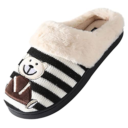 JOMIX Winter Hausschuhe Damen Bären Weiche Pantoffeln Warme Plüsch Gefüttert Puschen Slippers Indoor
