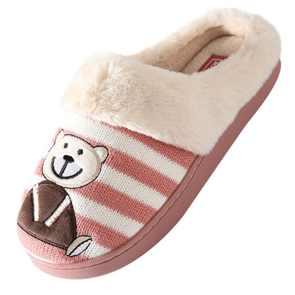 JOMIX Winter Hausschuhe Damen Bären Weiche Pantoffeln Warme Plüsch Gefüttert Puschen Slippers Indoor