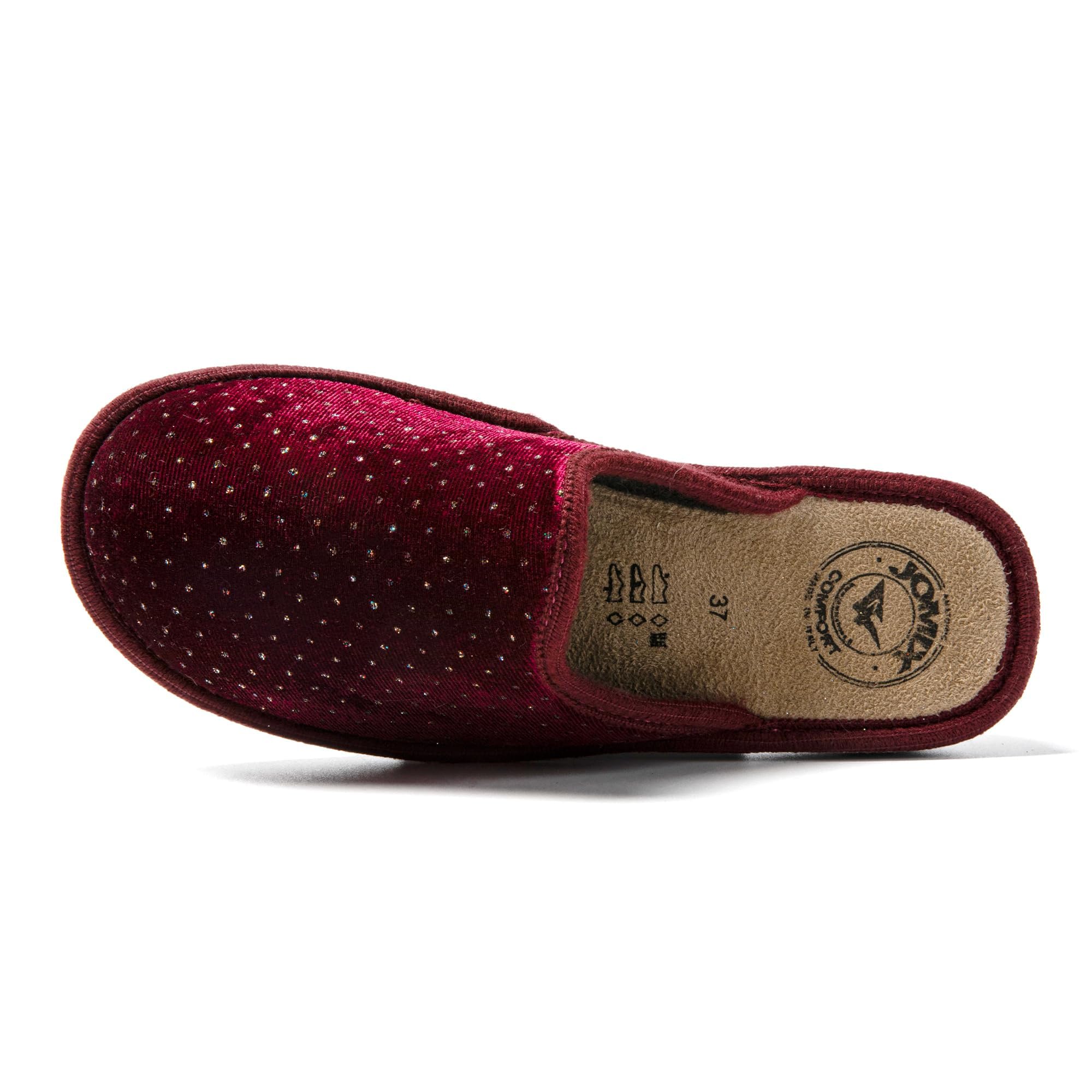 JOMIX Winter Hausschuhe Damen Bequeme Pantoffeln Punkten Italien Slippers Indoor