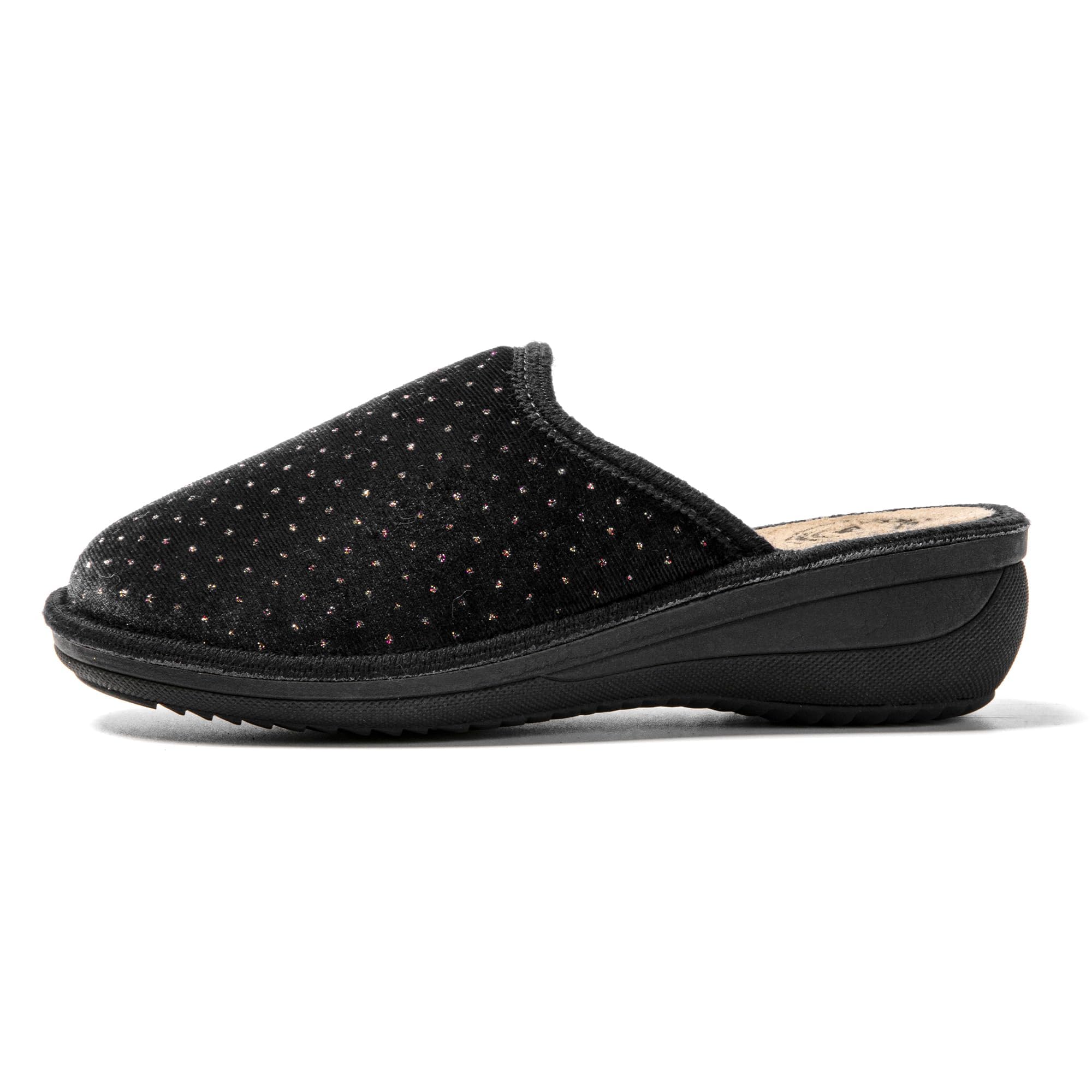 JOMIX Winter Hausschuhe Damen Bequeme Pantoffeln Punkten Italien Slippers Indoor