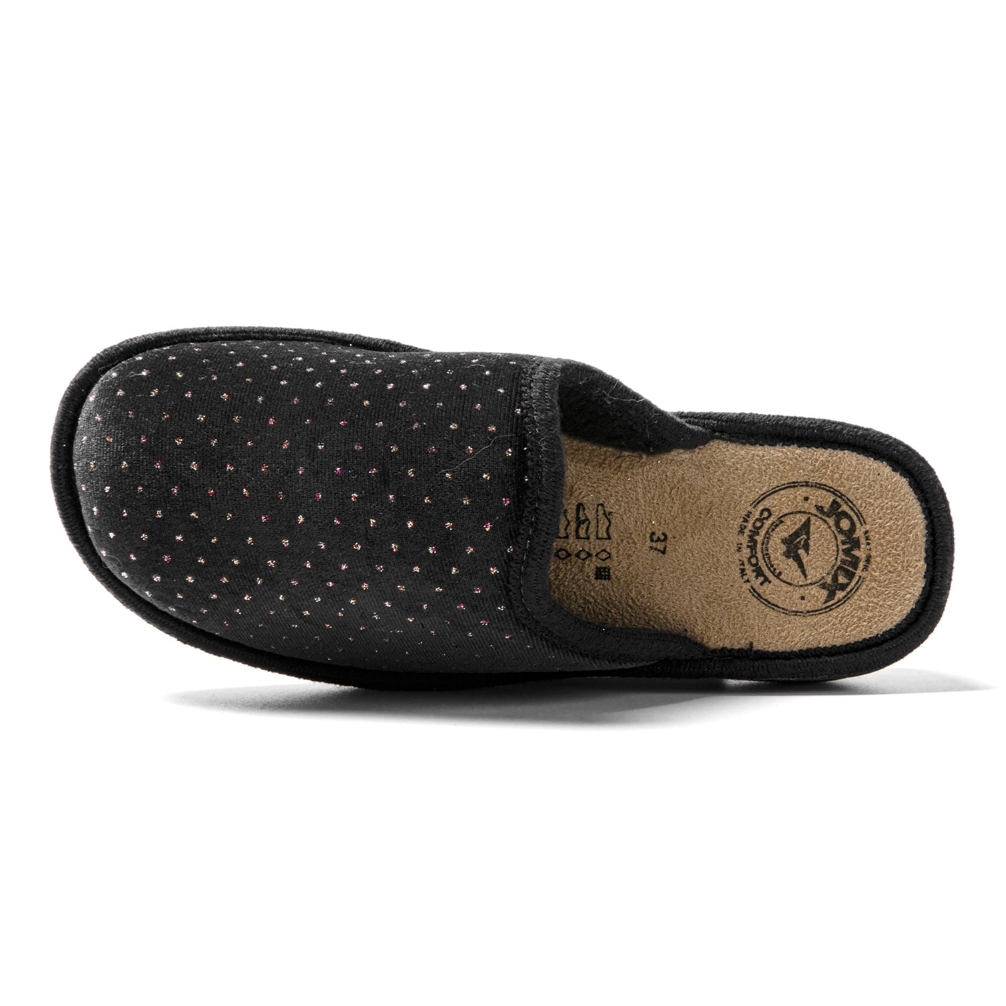 JOMIX Winter Hausschuhe Damen Bequeme Pantoffeln Punkten Italien Slippers Indoor